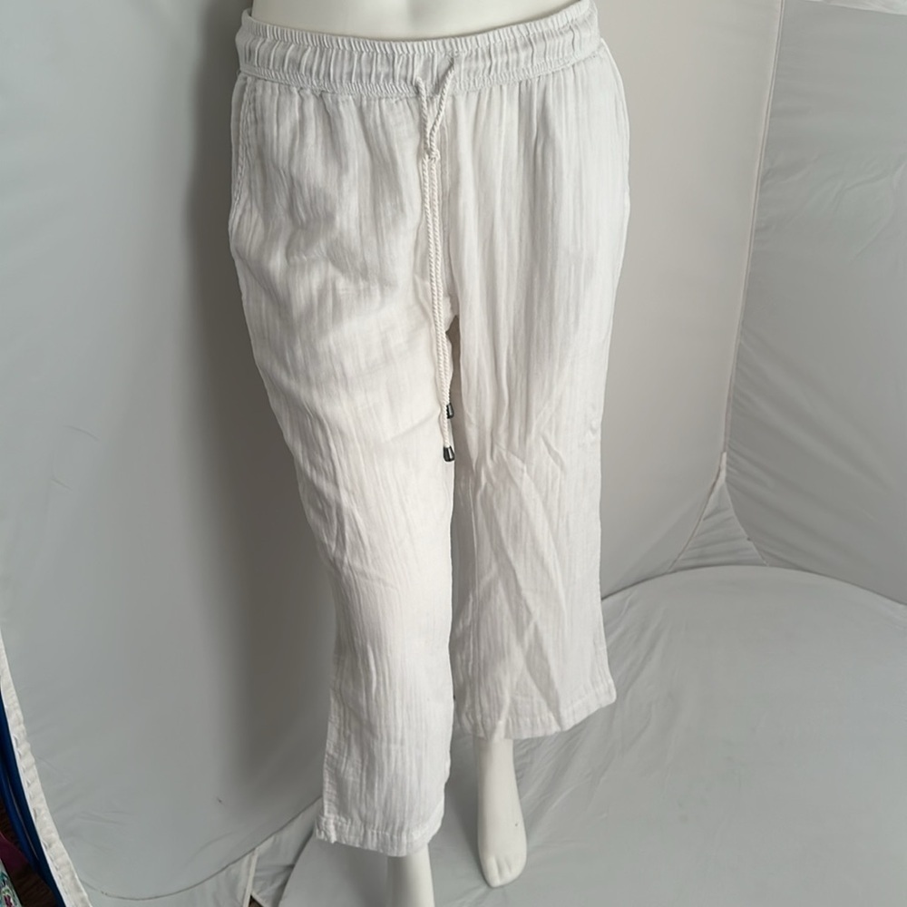 Dylan white gauzy wide leg pull-on pants